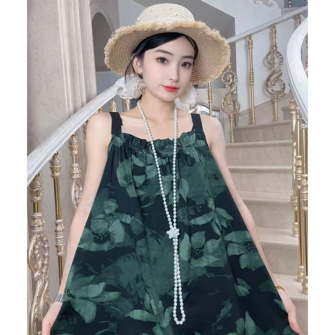 一老板【青莲】春夏新款百搭时尚大码连衣裙碎花女装