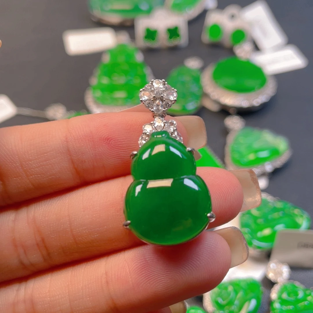 翡翠银S925镶嵌吊坠(不含链)