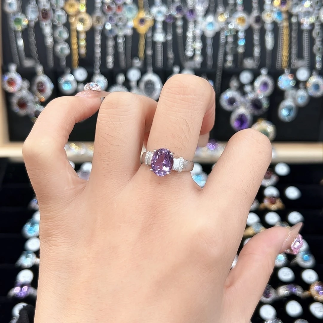 紫晶戒指银S925镶嵌戒指