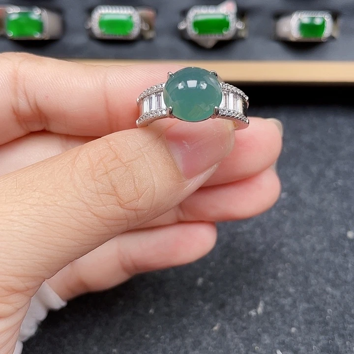 翡翠银S925镶嵌戒指编号3682没运费险