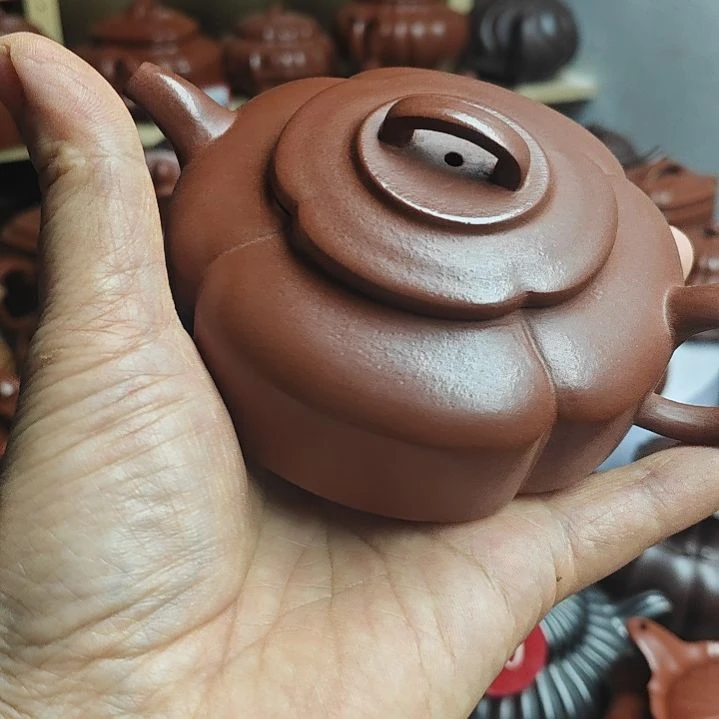 宜兴紫砂壶筋纹器半手工制作赵庄朱泥容量一佰六十CC