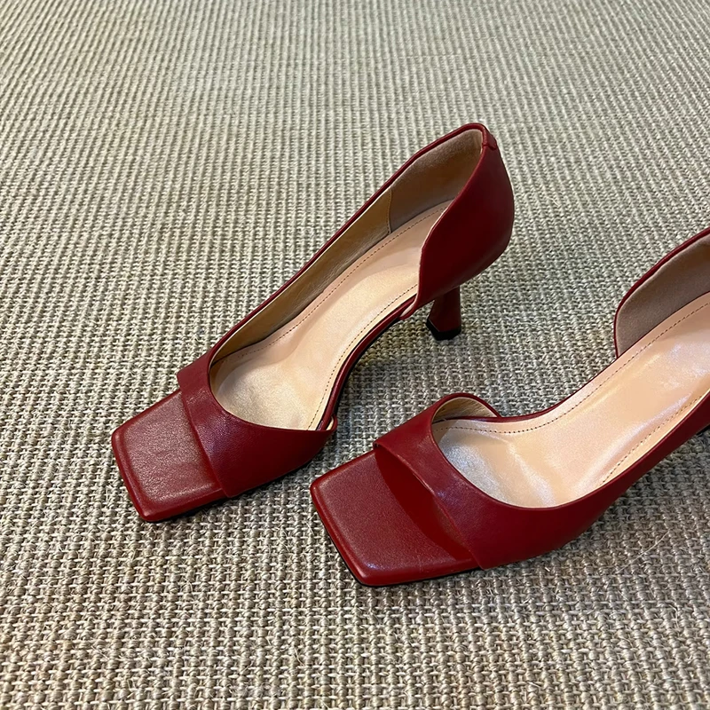 【法国France&DR专柜正品】版！法式气质方头性感露趾一字带凉鞋女夏