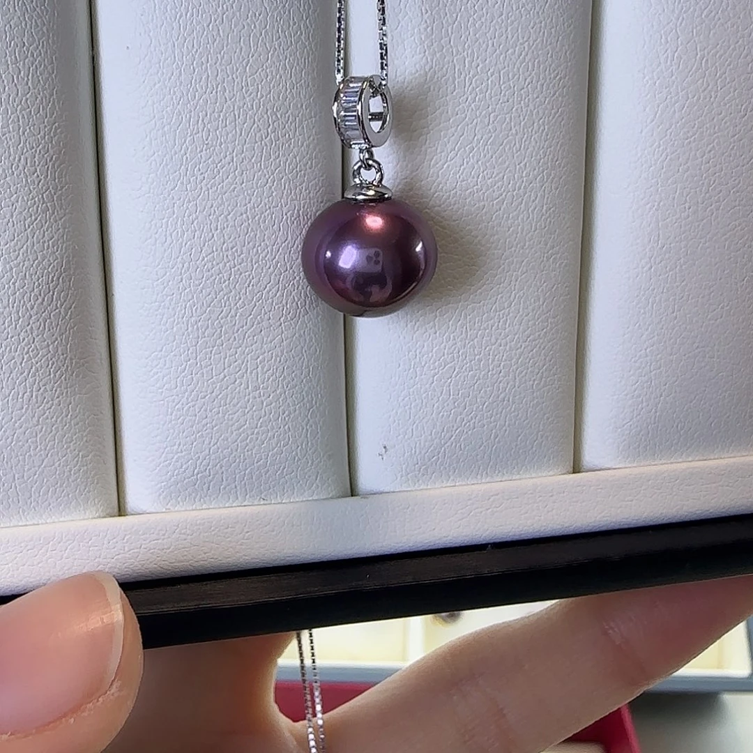 银S925镶嵌淡水珍珠颈饰11～12吊坠