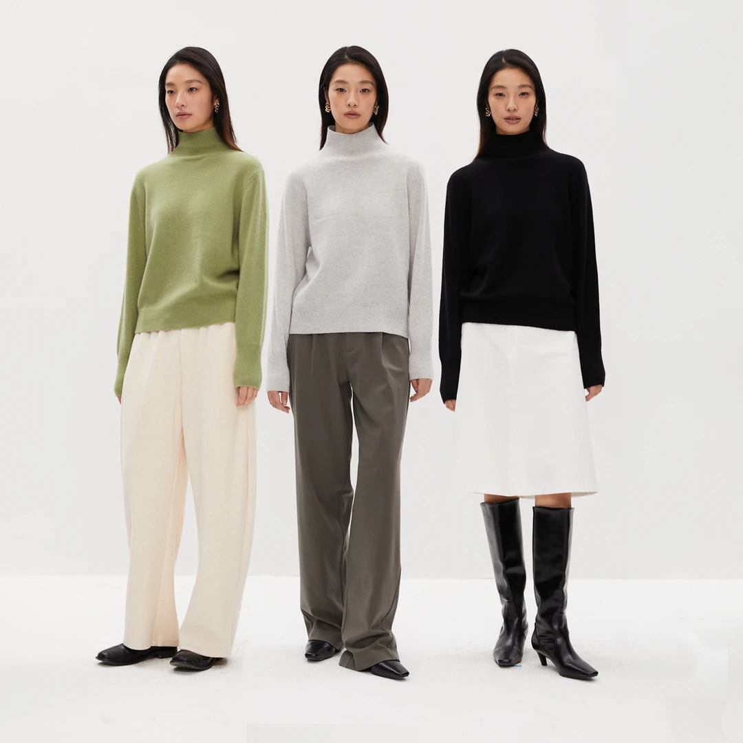 piece by piece 秋冬季修身显瘦时尚百搭优雅自然高领纯色羊毛衣