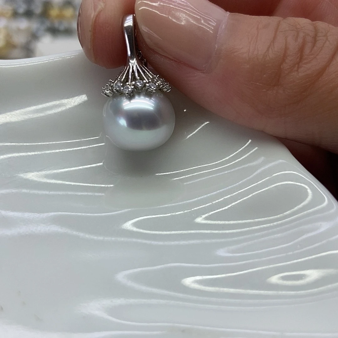 海水珍珠银S925镶嵌吊坠(不含链)