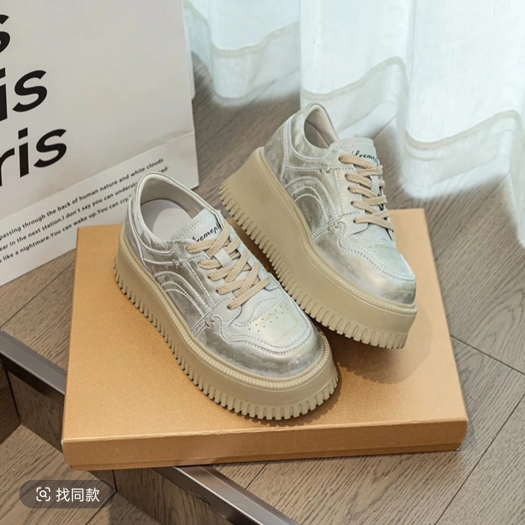 秋季内增高小白鞋板鞋增高松糕鞋韩版ins单鞋白鞋