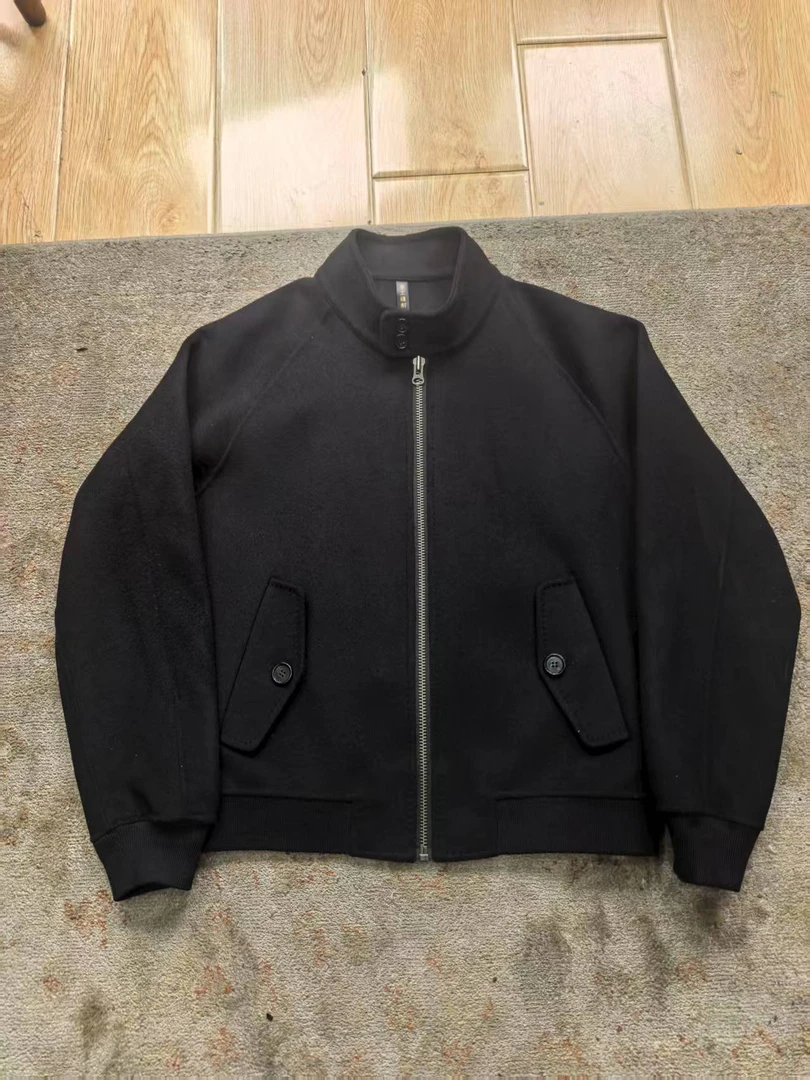 经典哈灵顿双面呢大衣羊毛男士百搭休闲秋冬翻领夹克商务外套