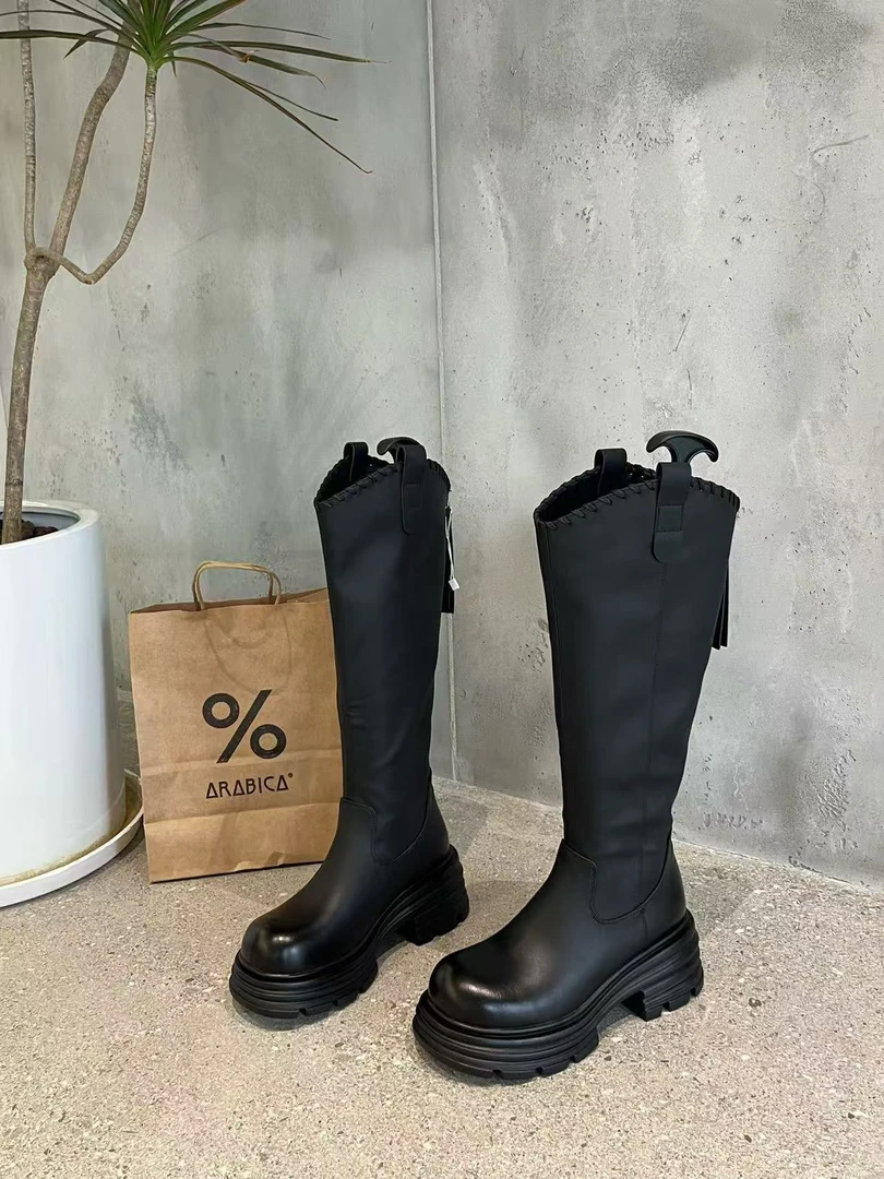 长筒厚底长靴马丁靴时尚百搭时装靴女士加绒冬季女靴