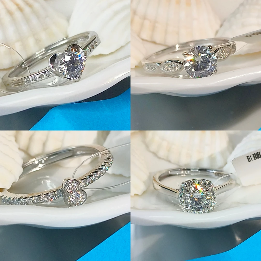 925银合成锆石戒指 情侣戒指轻奢纯银纪念礼物时尚（多样性发其一）