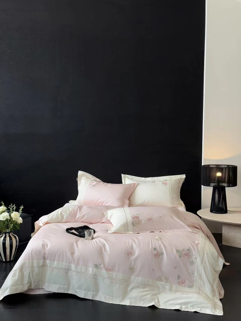 轻闲 | 沁山茶 高支数澳棉精致刺绣款四件套