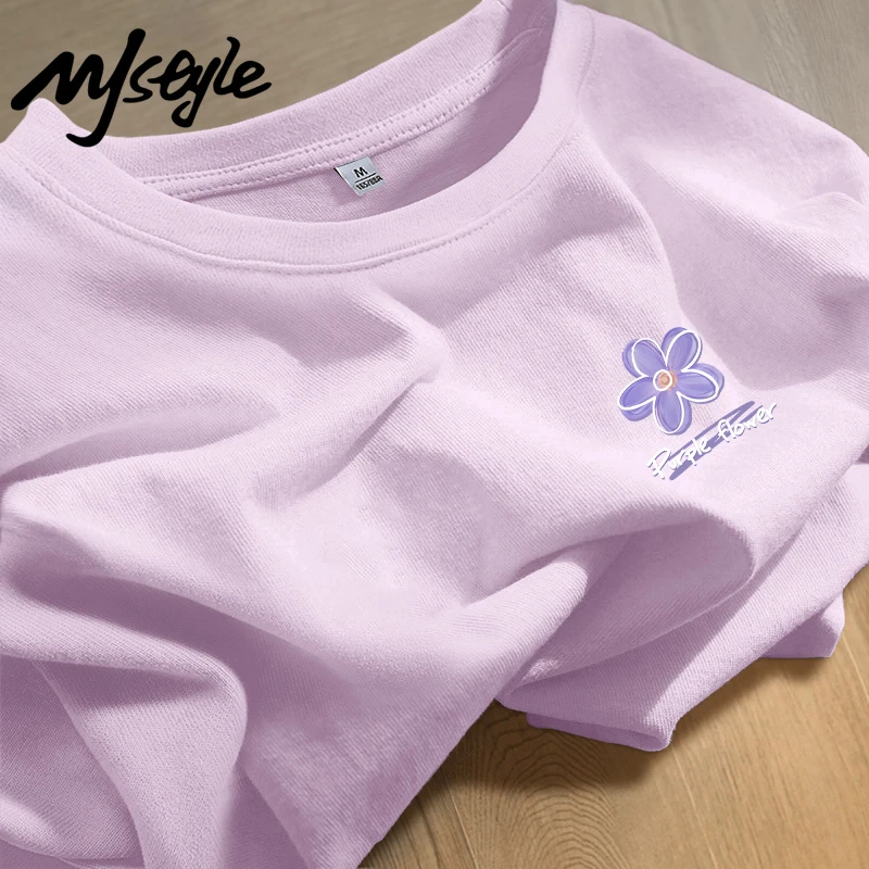 MJSTYLE纯棉t恤夏季印花短袖女小个子设计感穿搭甜美可爱风格衣服