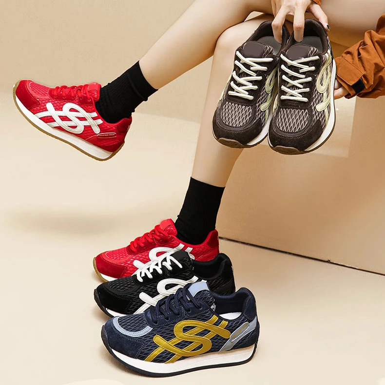 设计款不规则符号时尚百搭拼色系带女款德训休闲鞋E70