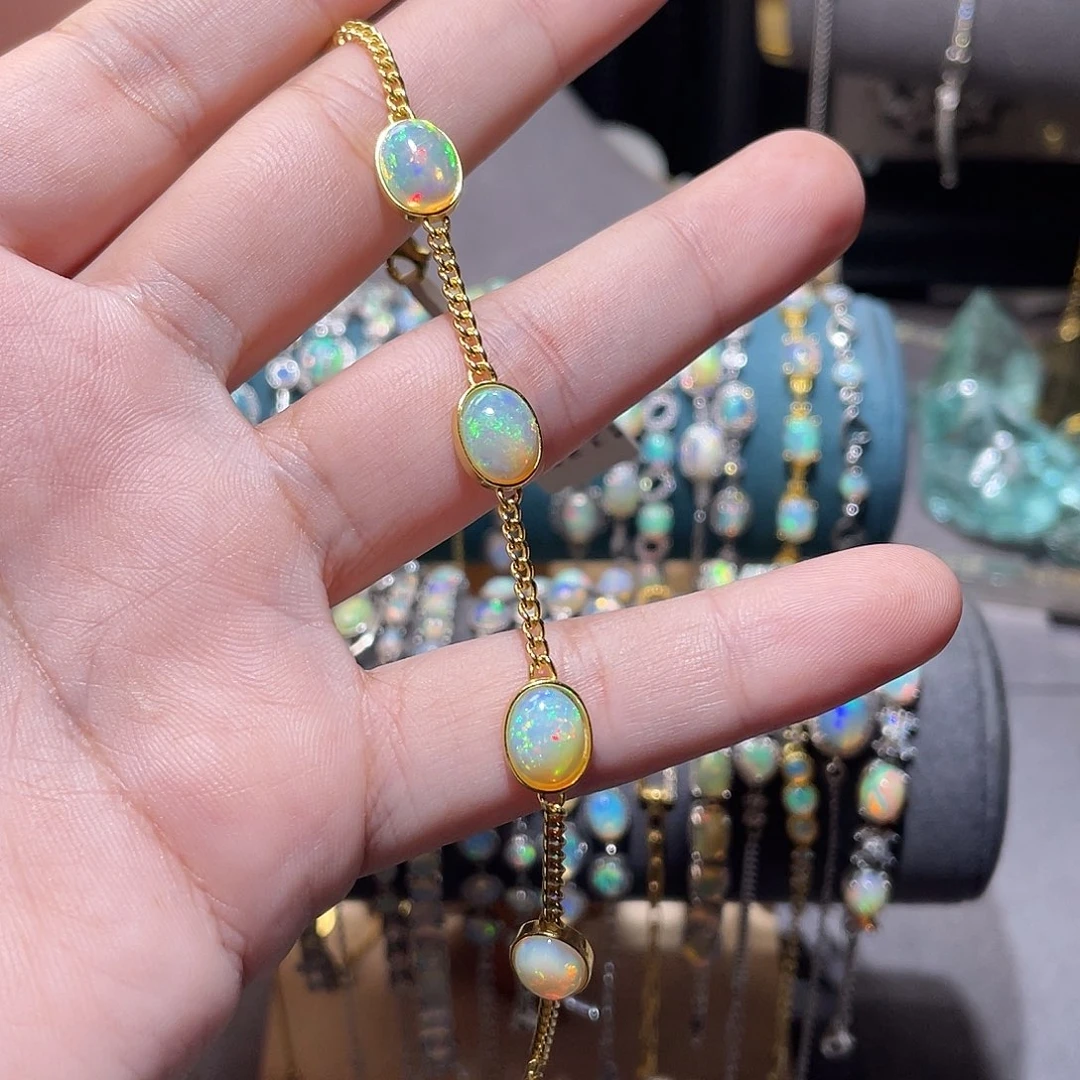 银S925镶嵌欧泊手链）S***a