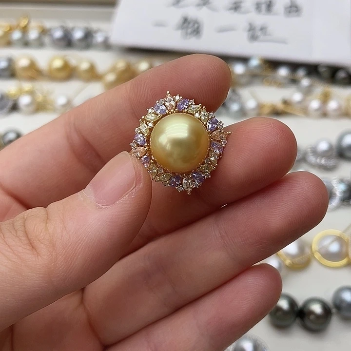 银S925镶嵌海水珍珠吊坠(不含链)