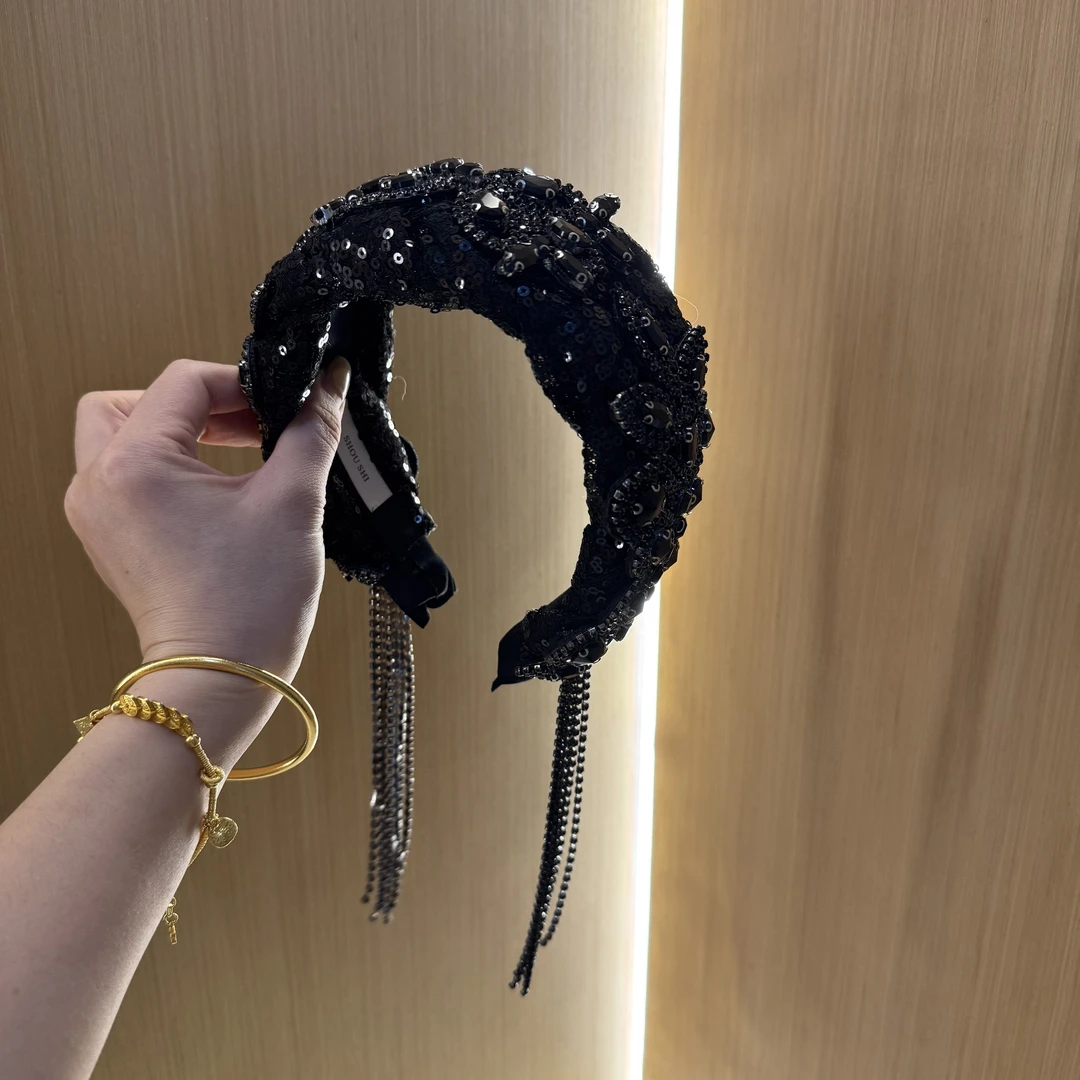 首饰 原创设计【6798】小香风时髦复古宽边流苏发饰