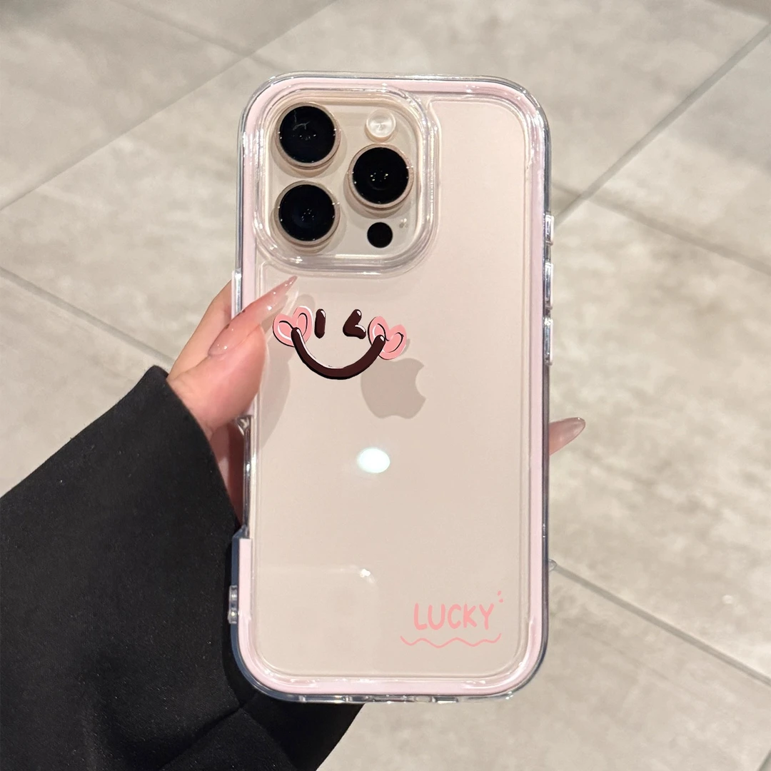 爱心笑脸适用苹果16ProMax手机壳iPhone15/14plus/13透明轻薄散热