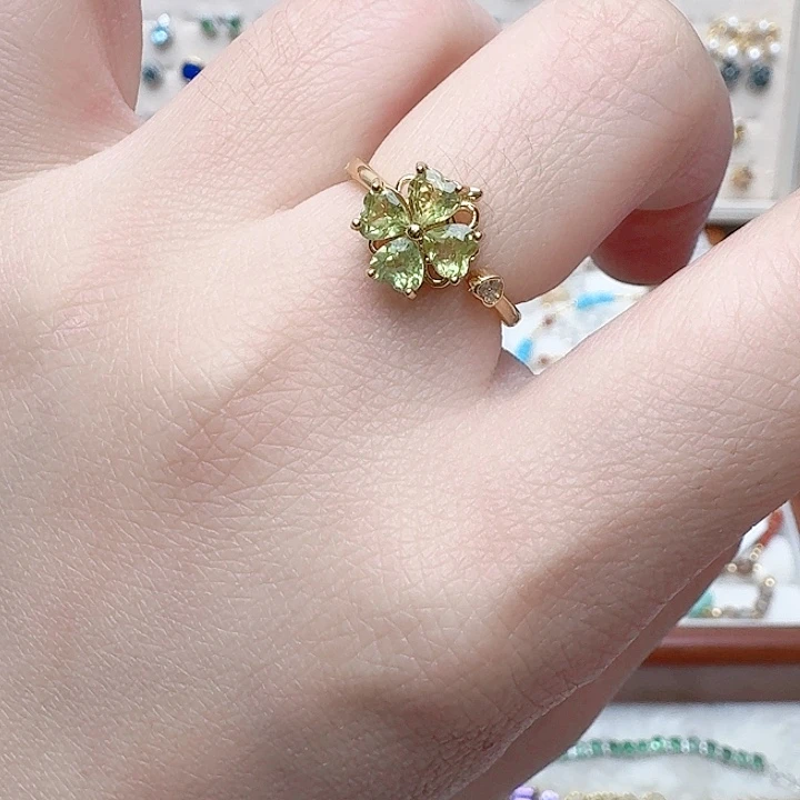 橄榄石戒指银S925镶嵌戒指