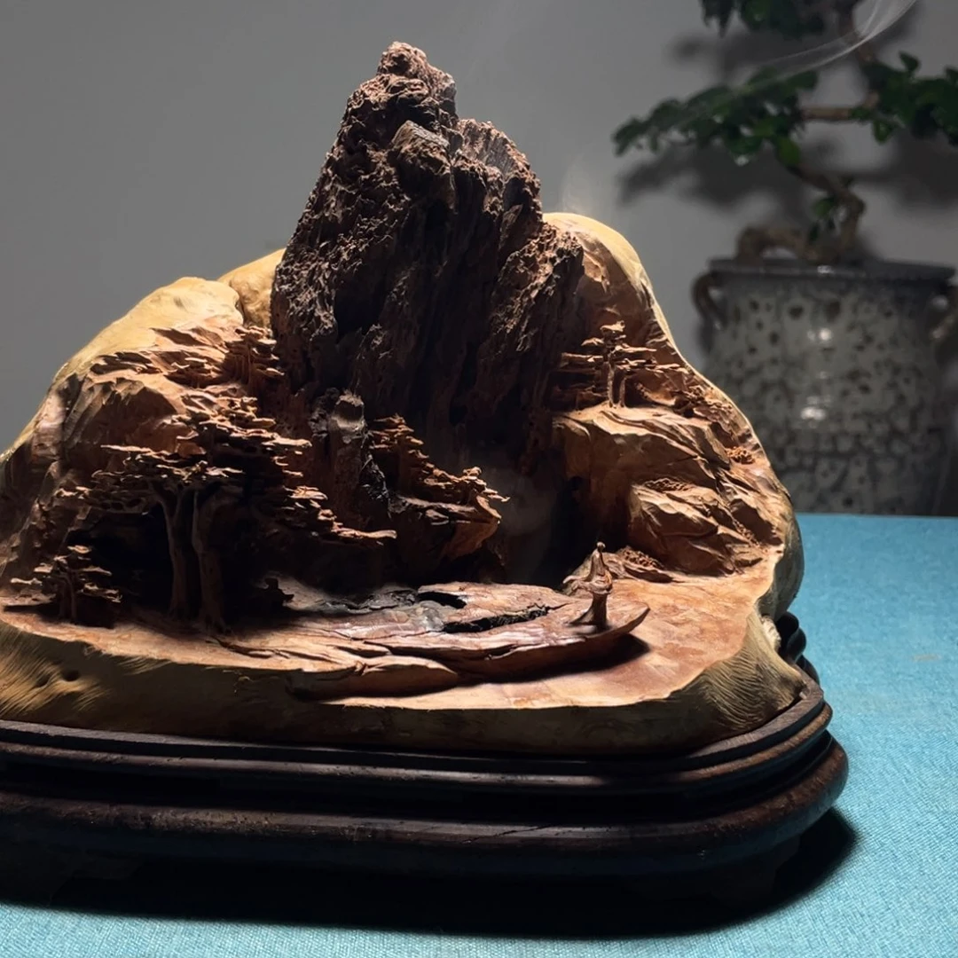 黄杨木春***者摆件工艺品