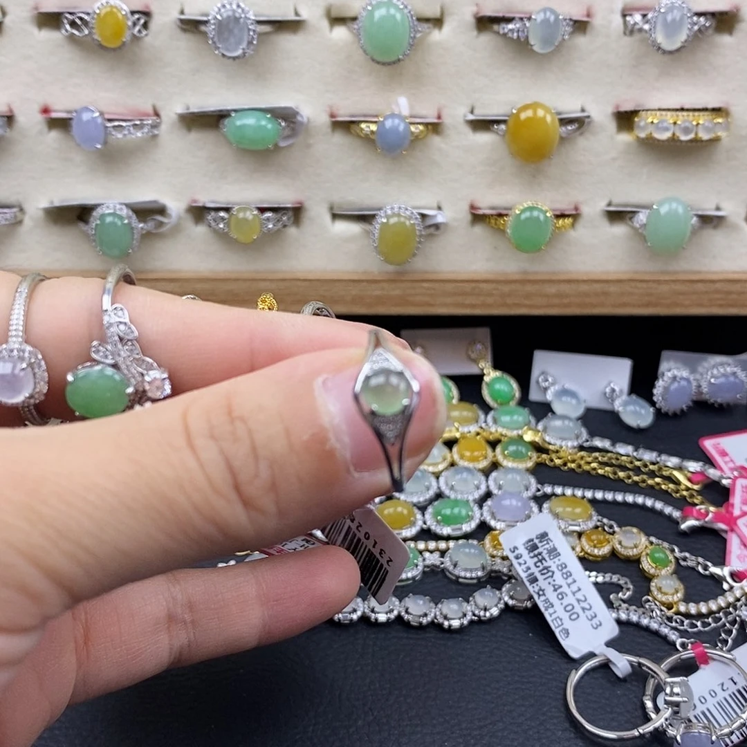 翡翠银S925镶嵌戒指