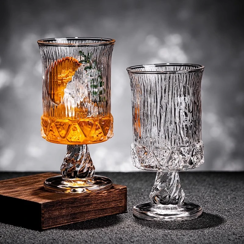 2个法式宫廷高脚杯小众设计玻璃杯红酒杯果酒杯果汁杯饮品咖啡杯