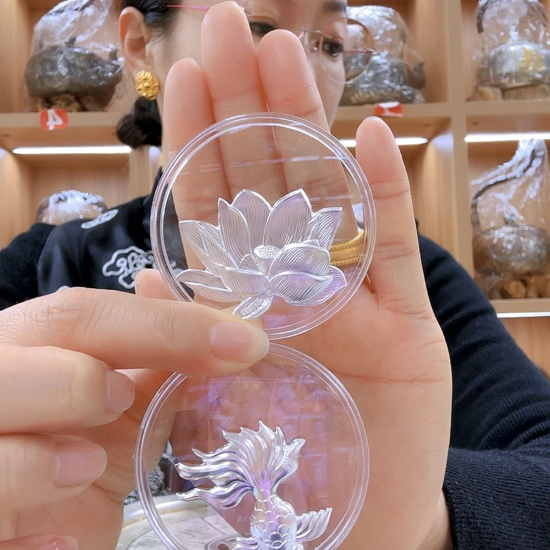 盖碗银荷花银鱼足银999