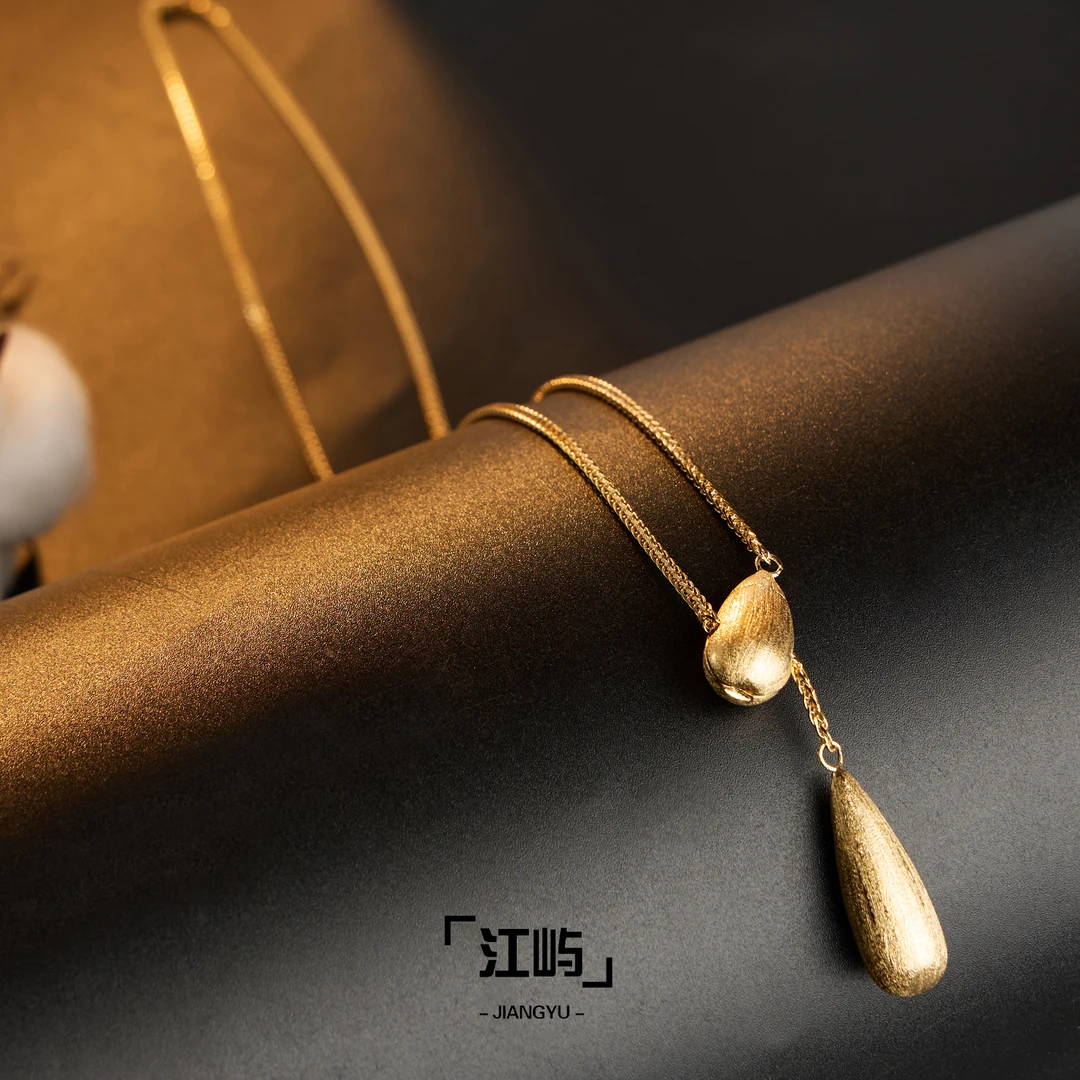 江屿 坠链均925银 缎面水滴项链