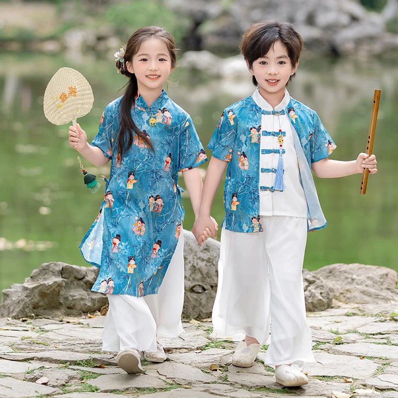男童汉服中国风古装女童夏季薄款2025新款唐装古风新中式民族服装