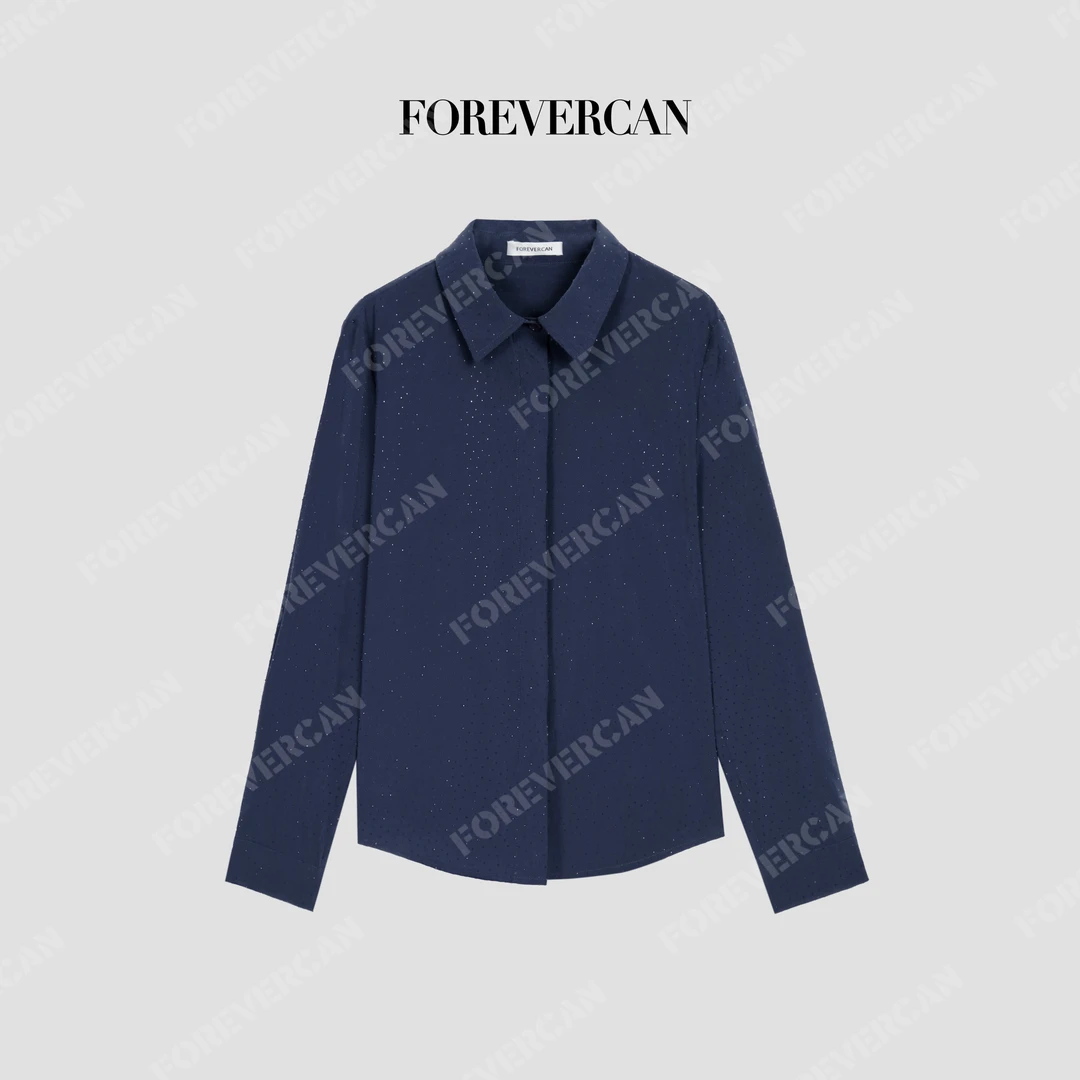 FOREVERCAN“朦胧海”满天星施华洛烫钻长袖衬衫ST23644