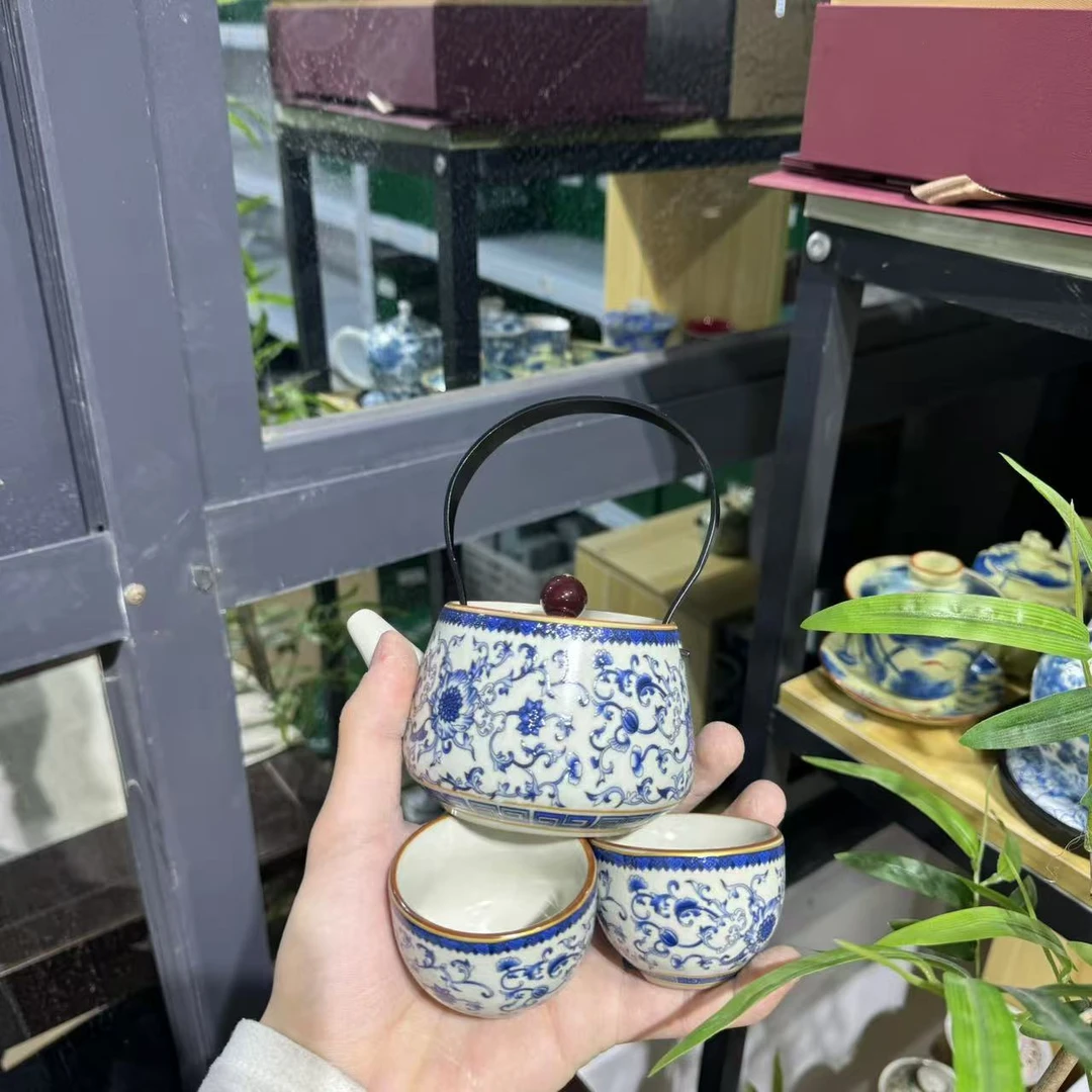 【中国邮政专属链接】青花缠枝莲汝窑提梁壶带两杯2536x2+2537