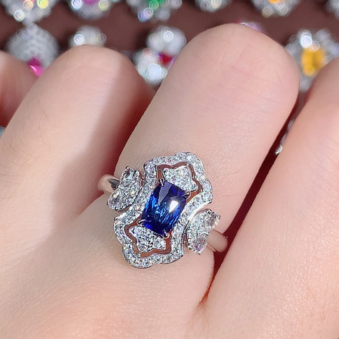 戒指蓝宝石18K金镶嵌1.05ct/天然宝石/七天无理由