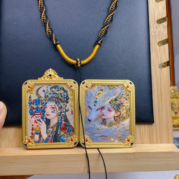 念***安吊坠手绘唐卡项链