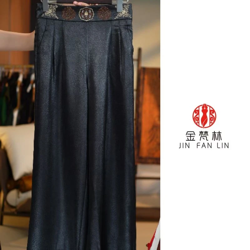 【宝象裤JX8850】国风新中式龟纹老料重工刺绣设计款休闲裤