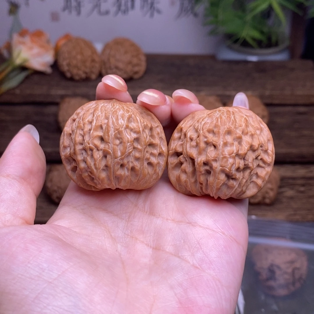 虾***）把件文玩核桃全品38房山磨盘满肉细纹