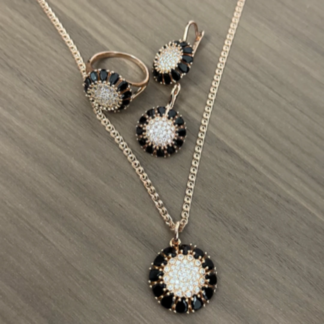 铜合金锆石戒指 新款太阳花戒指套装0051