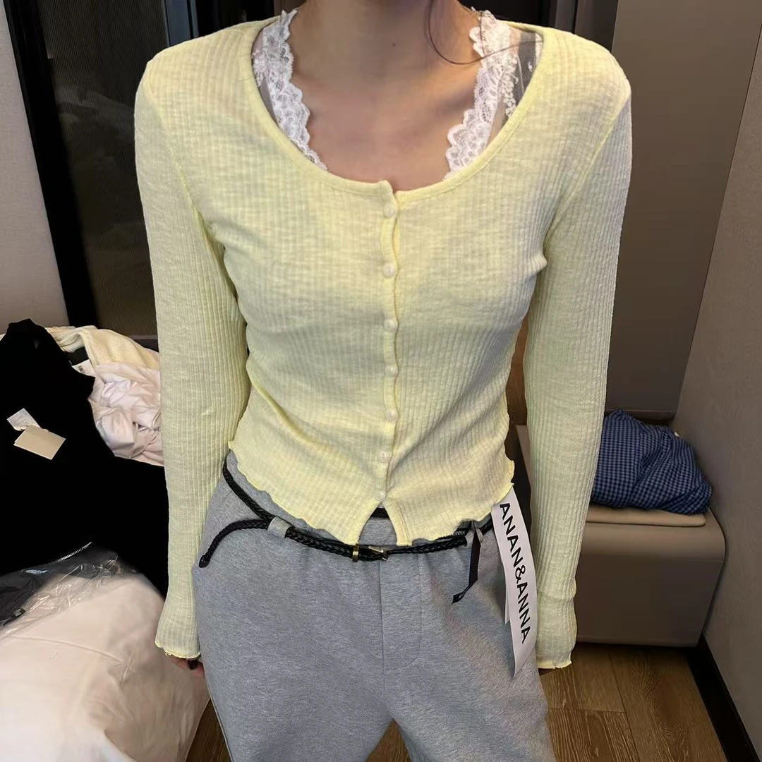 【一个亦】拼蕾丝背心两件套上衣YY/53622