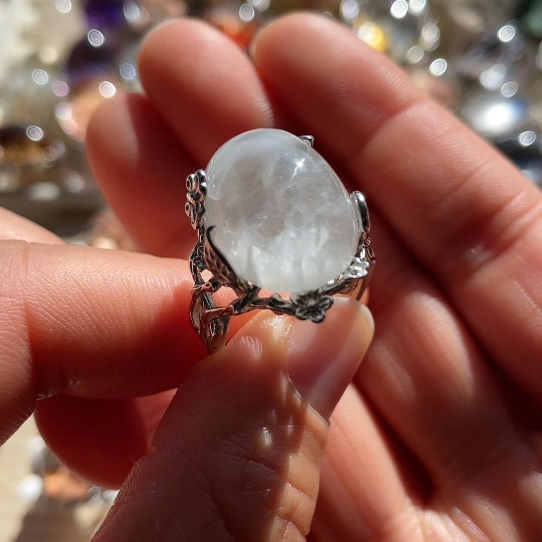 【闪购商品】银S925镶嵌珠宝半成品水晶戒指