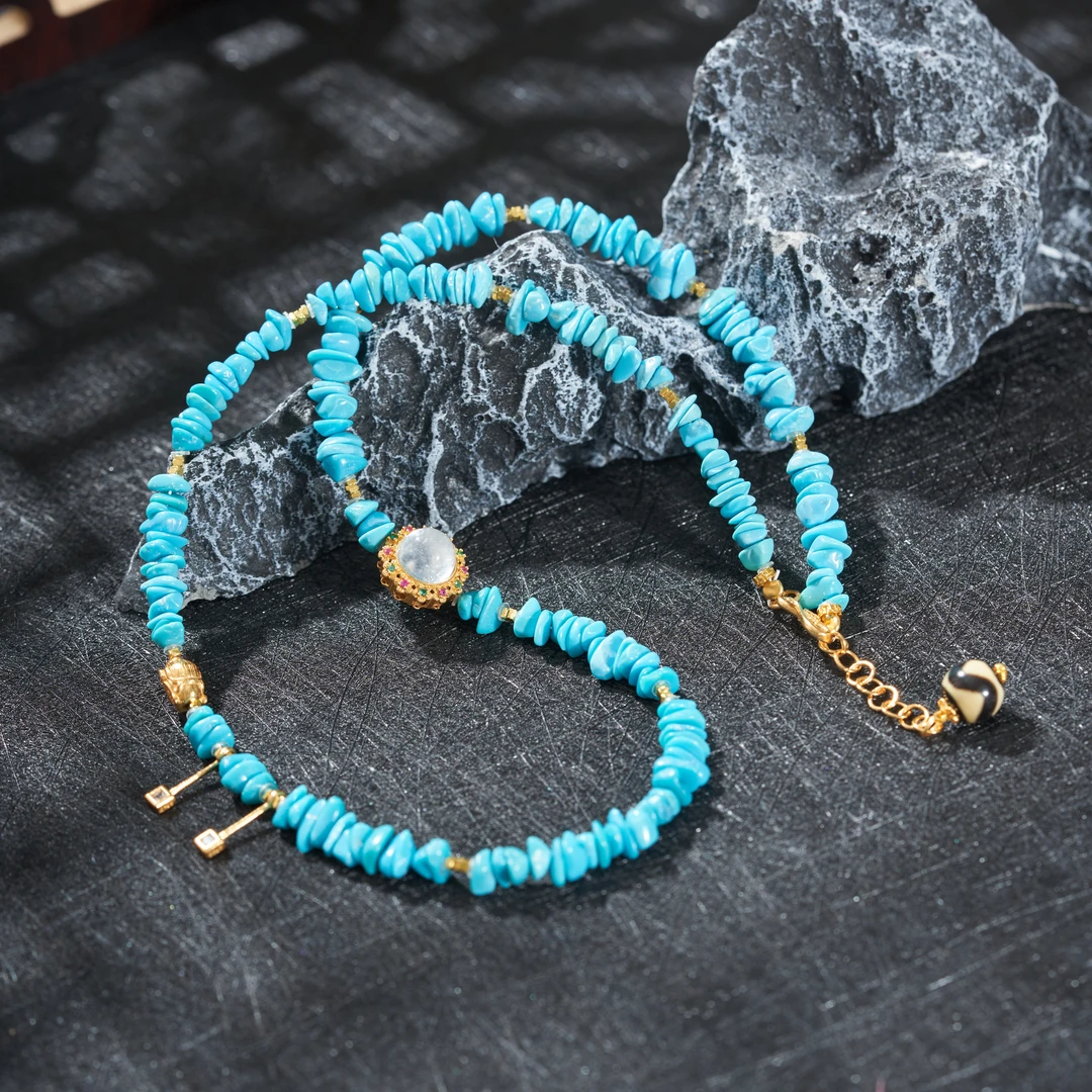 【玉氏珠宝】925银松石随形项链 多样性发一 CAN3830031