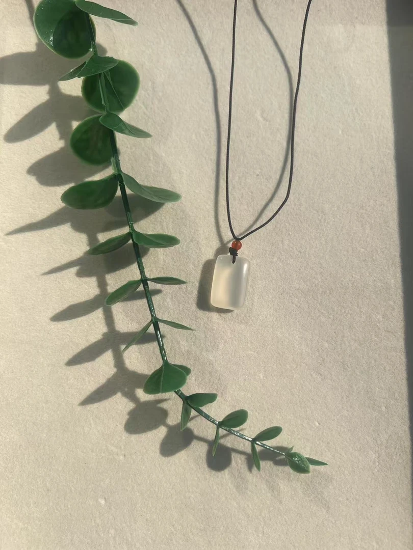 【配挂绳】无事牌天然玛瑙玉髓无事牌白冰透