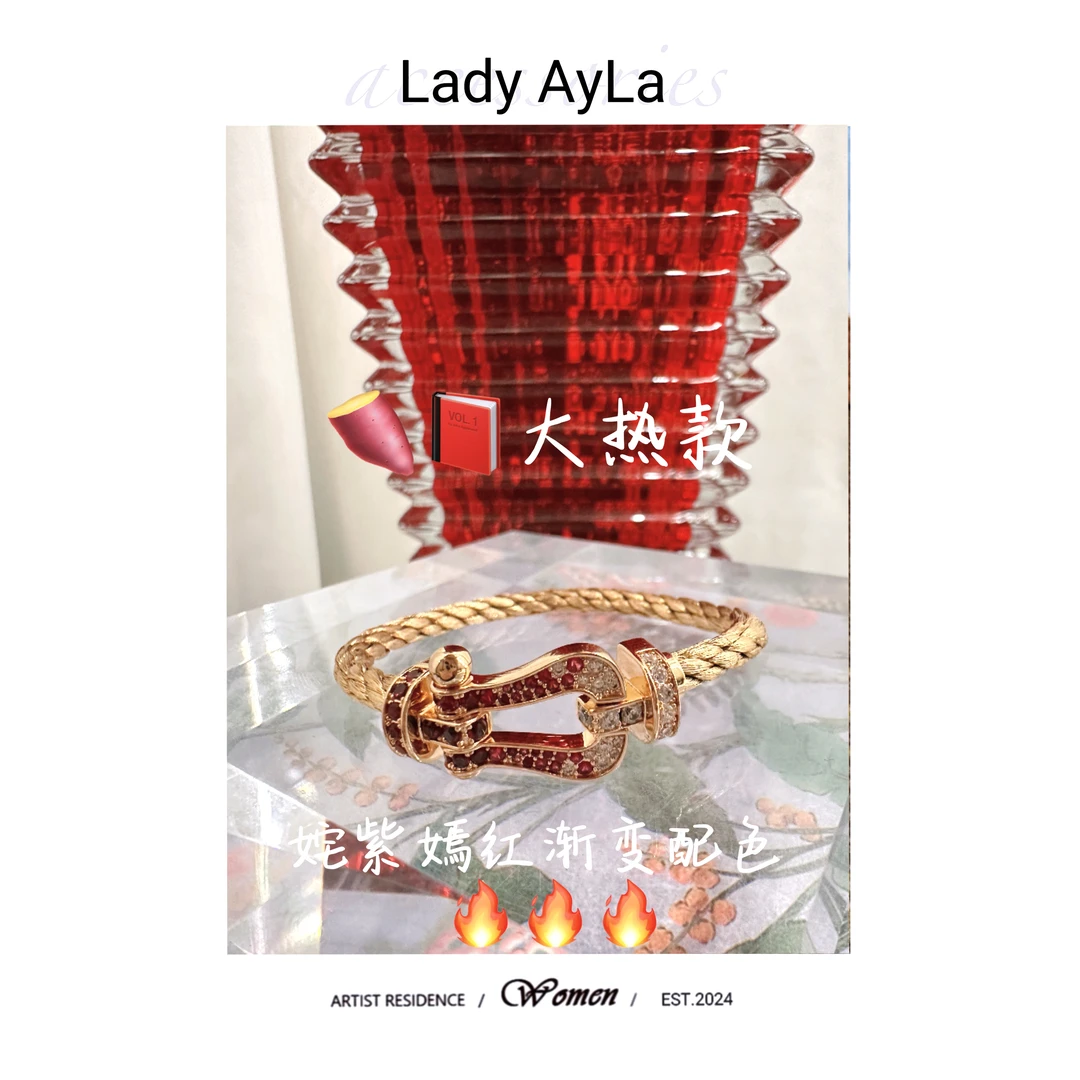铜合金合成锆石手镯 马蹄姹紫嫣红轻奢时尚手镯AL162