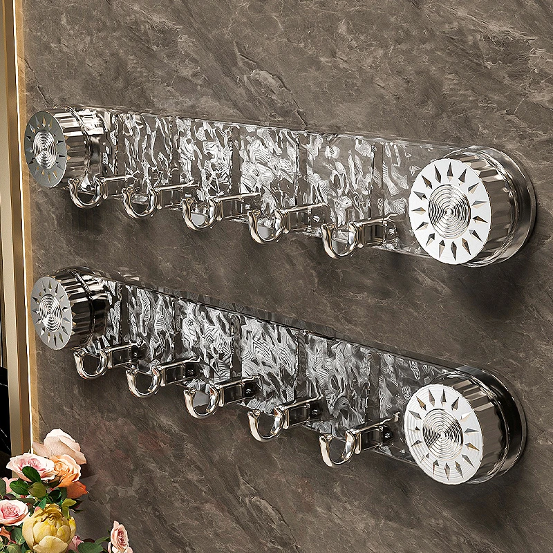 浴室吸盘联排挂钩强力承重卫生间挂钩免打孔旋转毛巾收纳置物架