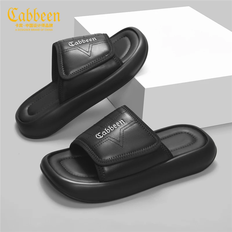 卡宾洞洞鞋男士纯黑夏季外穿沙滩凉鞋2025新款潮男家居一字拖