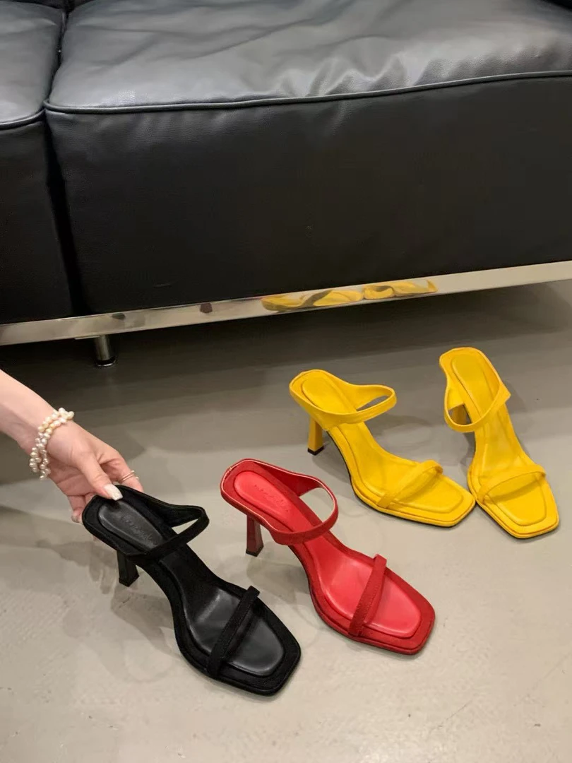 538-41主推韩版时尚气质百搭夏季新款爆款日常高跟女鞋拖鞋