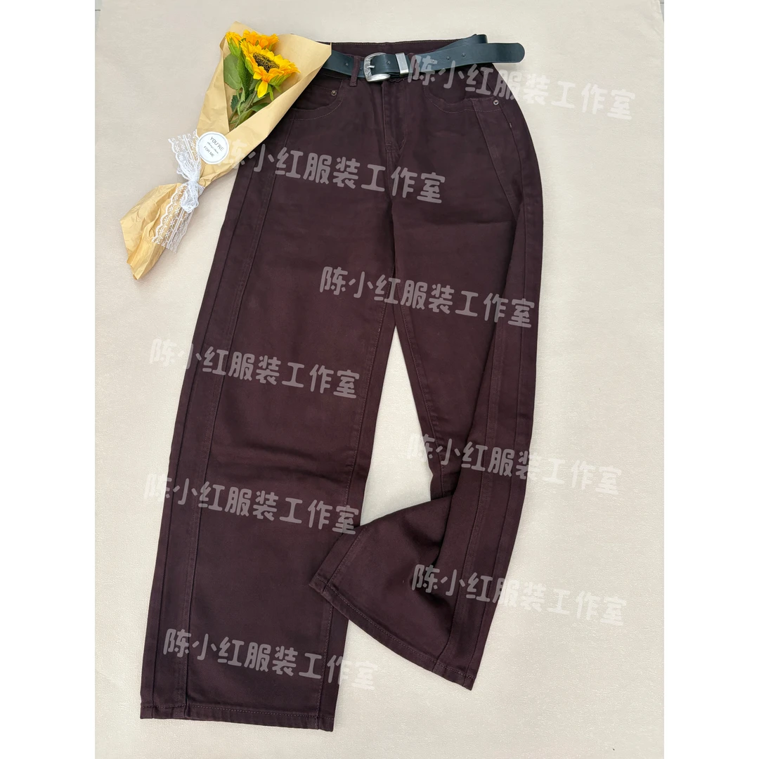 （陈小红服装）2025秋季新品安哥拉红直筒裤牛仔裤显瘦百搭款女士