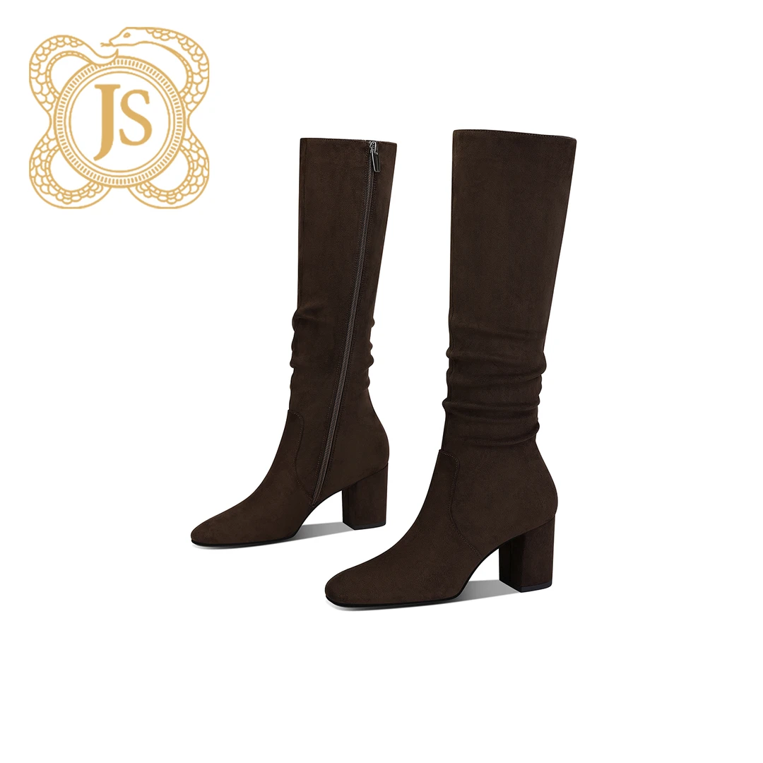 已开价，6033X8524高跟骑士尖头过膝秋冬时尚欧美方头粗跟时装长靴