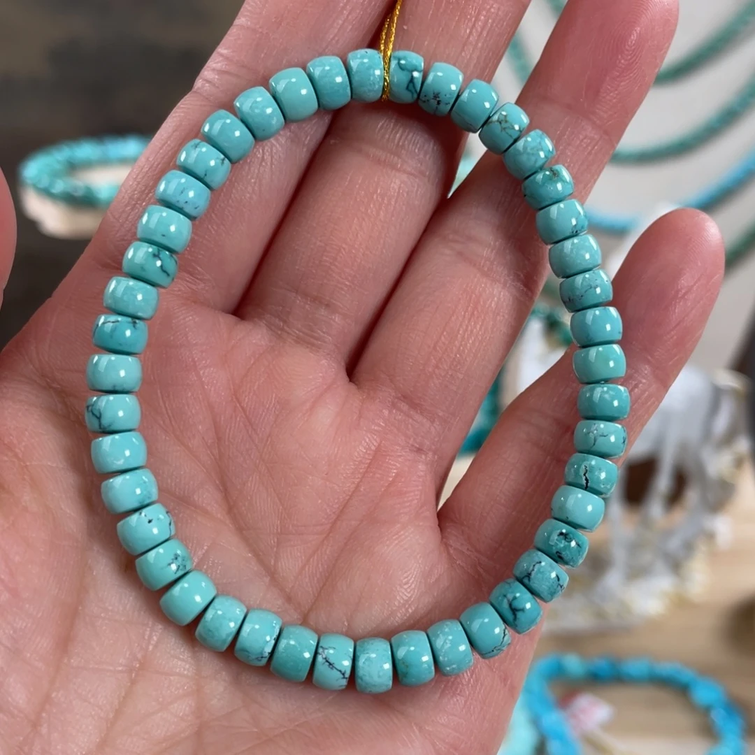 绿松石未镶嵌套链5.5精品瓷釉级直切手串