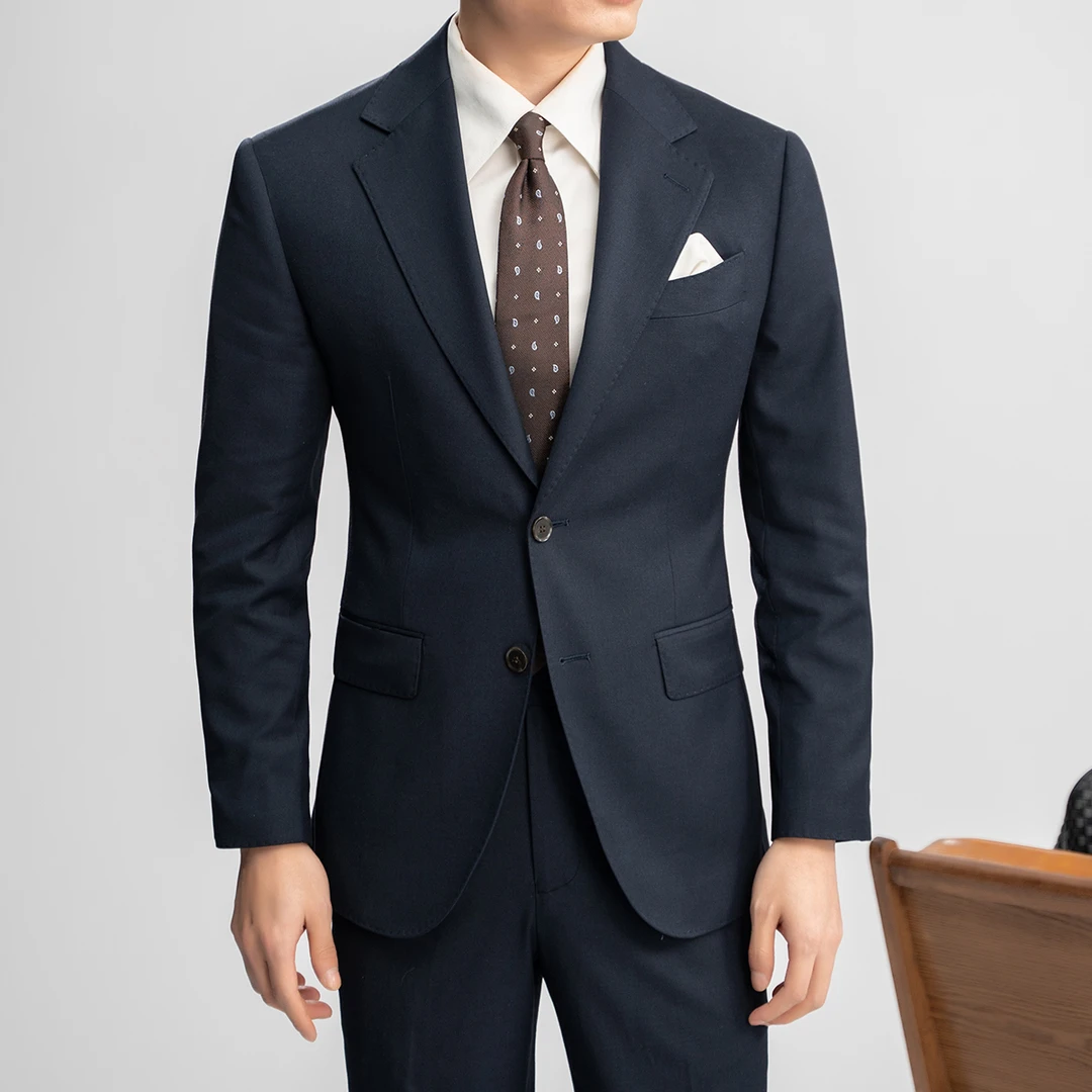 谷巢绵羊毛西装四季薄款高定男士西服雅痞商务休闲修身单西371