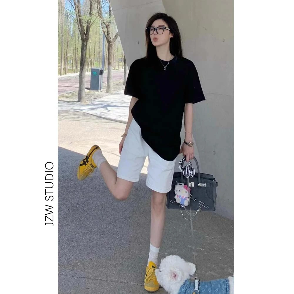 无托腹孕妇短裤夏季新款外穿薄款阔腿牛仔裤宽松休闲五分裤夏装