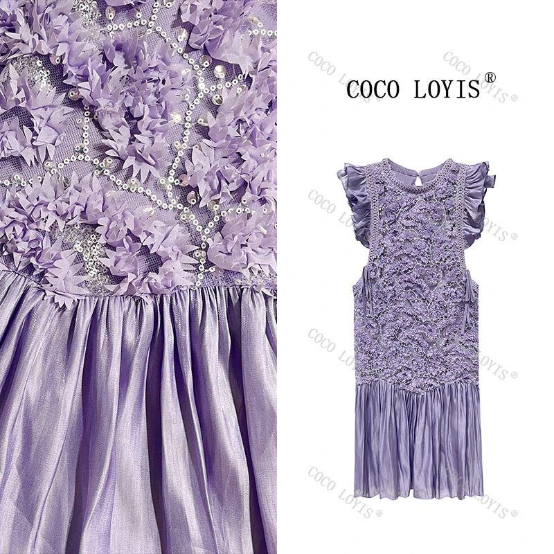 连衣裙女装裙子礼服时尚夏季紫色设计师连衣裙礼服25042104