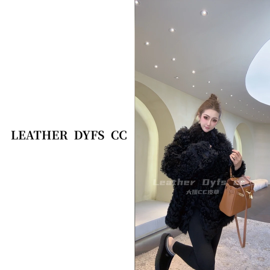 Leather Dyfs cc”祈雪聆冬“40589原单提格拉多羊皮毛一体外套