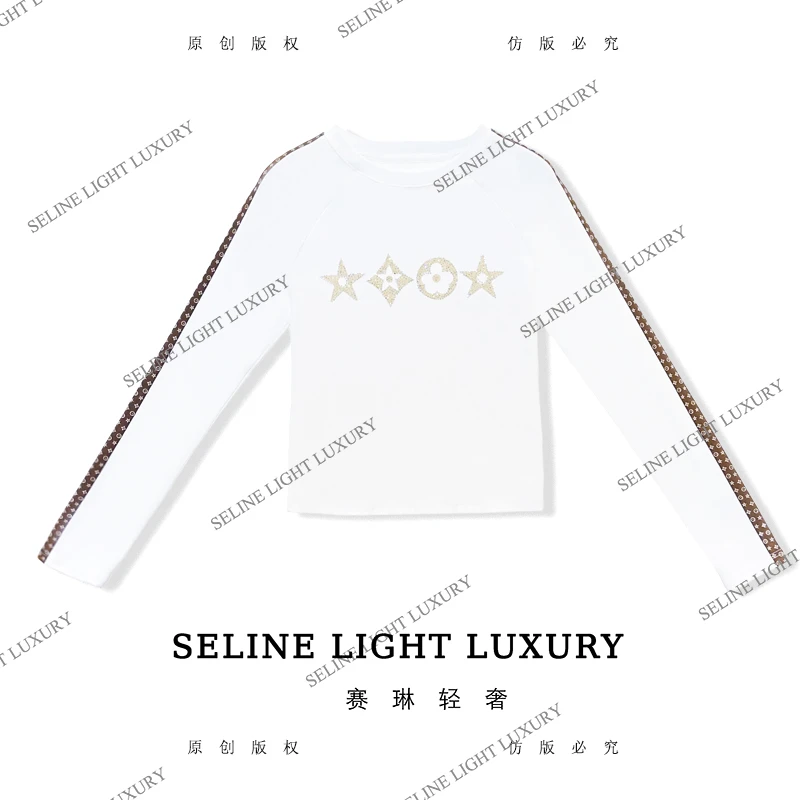 【25Q-706】太 2025 SELINE 新款纯色简约印花时尚轻奢气质长袖T恤